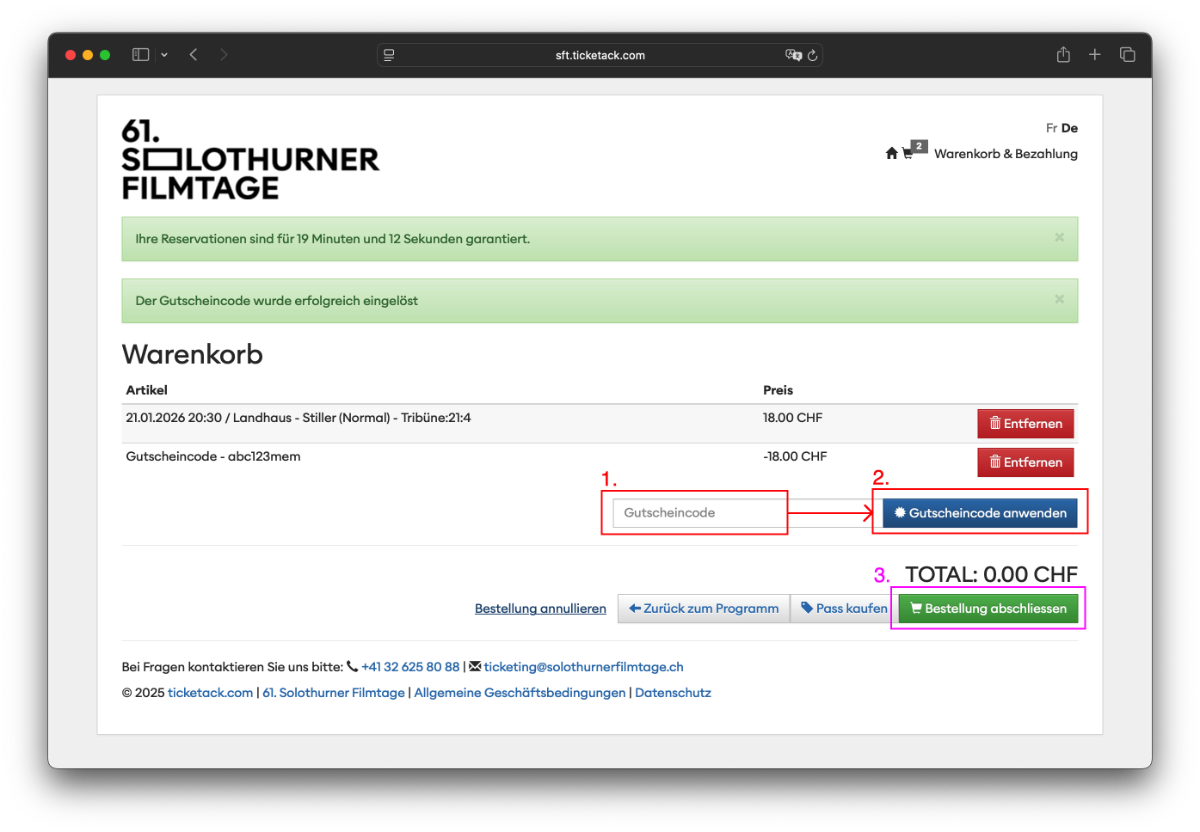 Gutschein-Codes einlösen