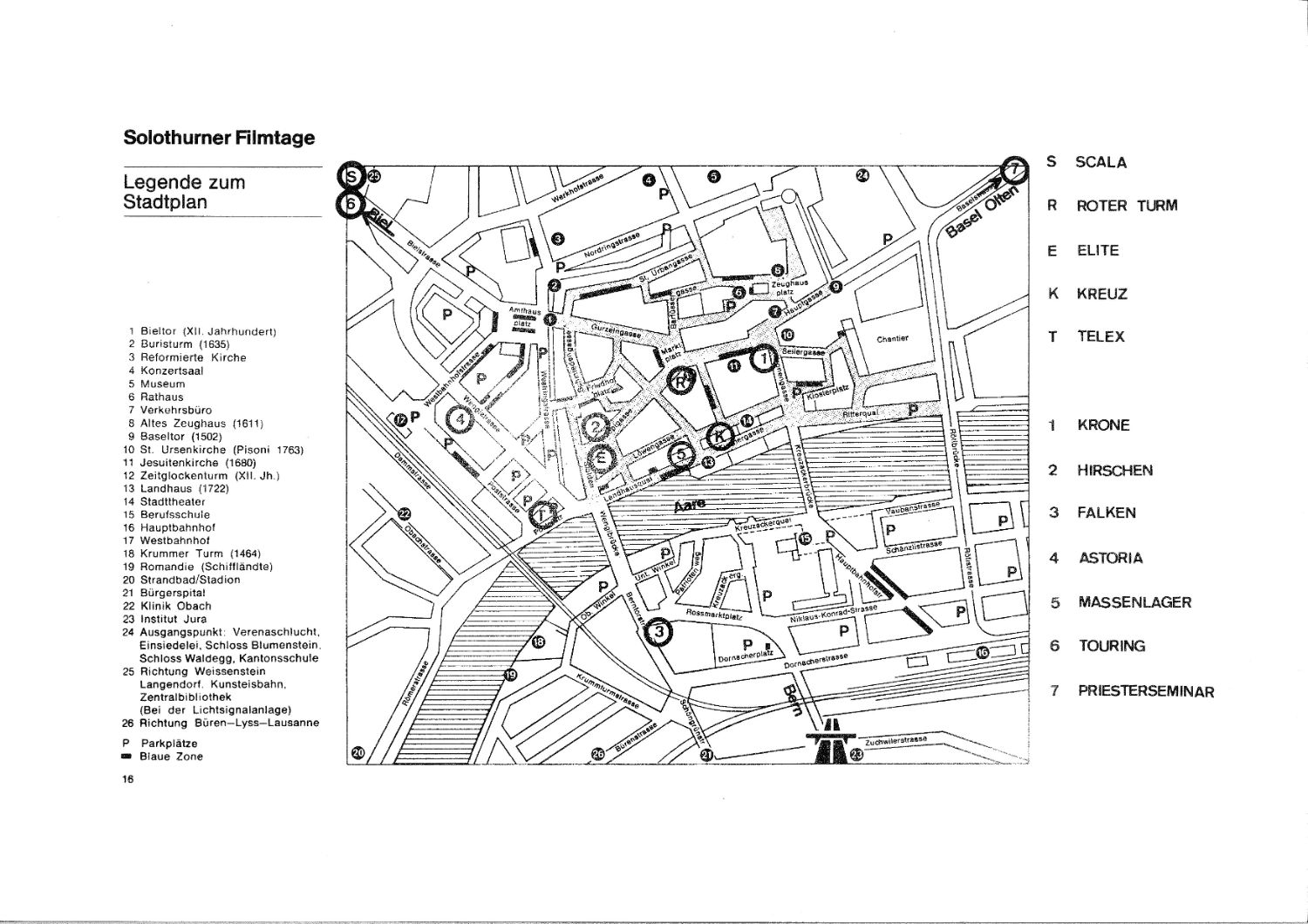 Legende zum Stadtplan, Solothurner Filmtage, 1975